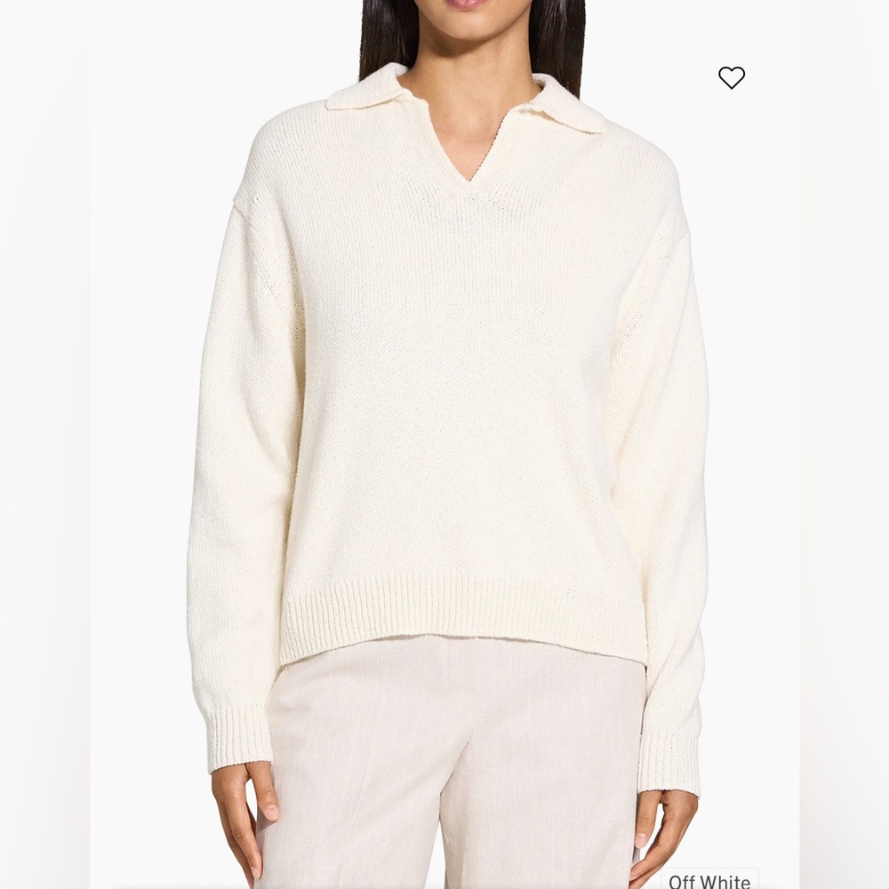 NWT Theory “boy” polo sweater off-white size small